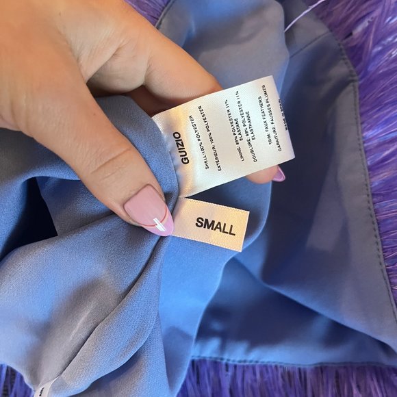 NWT - Danielle Guizio Feather Trimmed Mini Skirt - Periwinkle Blue - Small - Picture 7 of 8
